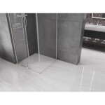 MEXEN/S - Velar L sprchovací kút, posuvné dvere 90 x 90, transparent, nikel kartáčovaný 871-090-090-03-97