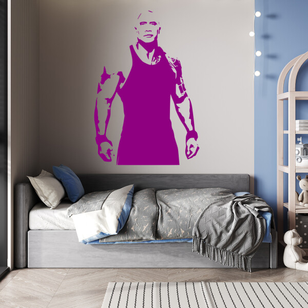 Veselá Stena Samolepka Dwayne Johnson The Rock Farba: fialová, Veľkosť: 100 x 69 cm