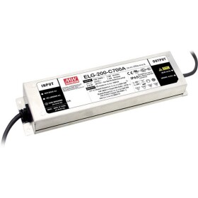 MEAN WELL LED Treiber LED driver konštantný prúd 200.2 W 700 mA 142 - 286 V/DC dali, montáž na nehorľavom povrchu, schválenie nábytku, outdoorový, PFC spínacie; ELG-200-C700DA-3Y