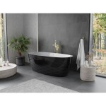 MEXEN/S - Olea voľne stojaca vaňa vzor 170 x 80, biela/čierna, sifón a prepad zlatá 52821708075-50