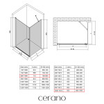 CERANO - Sprchovací kút Antelo L/P - 6 mm - čierna matná, transparentné sklo - 80x100x190 - otočný CER-434013