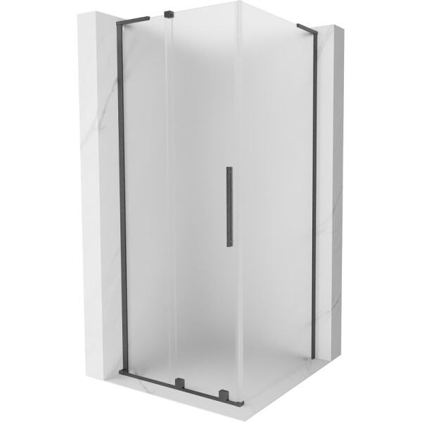 MEXEN/S - Velar L sprchovací kút, posuvné dvere 120 x 120, dekor, grafit kartáčovaná 871-120-120-33-66