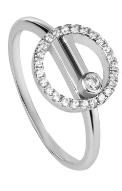 Silver Cat Moderný strieborný prsteň so zirkónmi Beauty SC330 60 mm