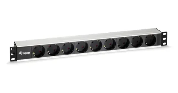 Equip Napájacia lišta 19" 9x čierna / Zásuvková lišta / 1U / 2 m / 16 A (333292)