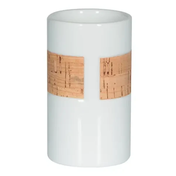 Spirella TUBE Nature kelímok na kefky biely porcelán / korok (7610583182258)