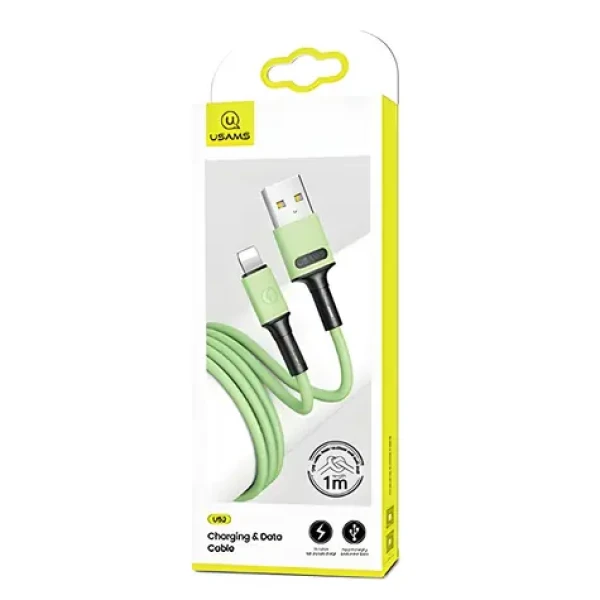 USAMS SJ434 U52 zelená / Nabíjací a dátový kábel / Lightning / 1m / 2A / TPE (SJ434USB02)