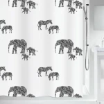 Spirella SERENGETI biely / Sprchový záves / motív zvieratá / polyester / 180 x 200 cm