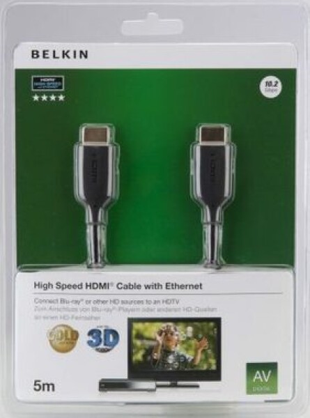 Belkin kábel HDMI HighSpeed 3D s Ethernetom 5m / pozlátený (F3Y021bt5M)