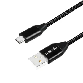 LogiLink USB-A - Micro-USB čierna / Kábel / opletený / USB 2.0 / 0,3 m (CU0143)