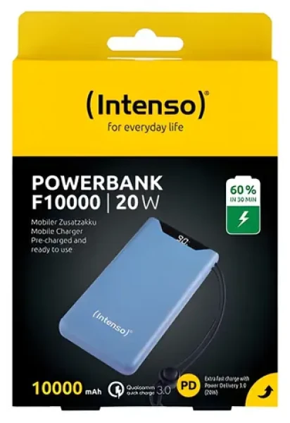 INTENSO F10000 10 000 mAh modrá / Powerbanka / PD 3.0, QC 3.0 / USB-C, USB-A / 20 W (7332035)