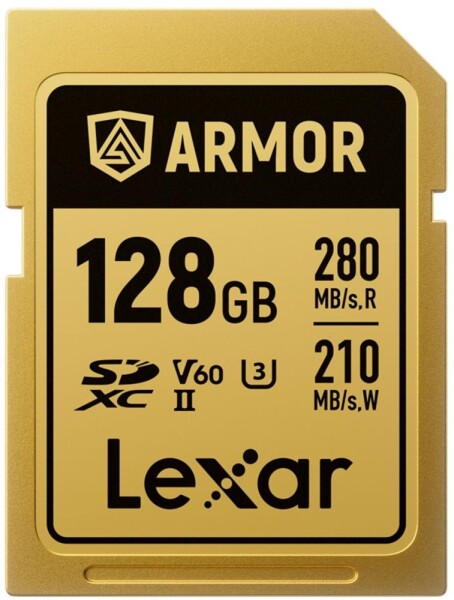Lexar Lexar SDXC ARMOR Gold UHS-II U3, Stainless Steel, IP68 R280/W210 (V60) 128GB