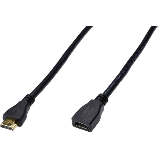 Digitus HDMI predlžovací kábel Zástrčka HDMI-A, Zásuvka HDMI-A 5.00 m čierna AK-330201-050-S guľatý, pozlátené kontakty, dvojžilový tienený HDMI kábel; AK-330201-050-S