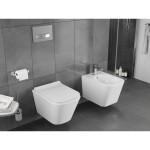 MEXEN/S - Teo Závesná WC misa Rimless Tornado vrátane sedátka s slow slim, duroplast, biela lesk 30850700T
