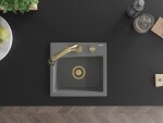 MEXEN/S MEXEN/S - Milo granitový drez 1-miska vrátane batérie Elia, šedá 6505-71-670101-50
