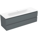 MEXEN/S - Rivel kúpeľňová skrinka 140 cm s umývadlom Vela, 2 zásuvky, reliéf, grafit mat/biela mat - 91A20-14047-2-BFF66-W23M 91A20-14047-2-BFF66-W23M01