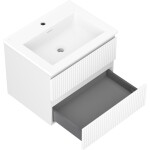 MEXEN/S - Rivel kúpeľňová skrinka 60 cm s umývadlom Otis, 2 zásuvky, reliéf, biela mat 91A20-06047-2-BFF01-W18M01