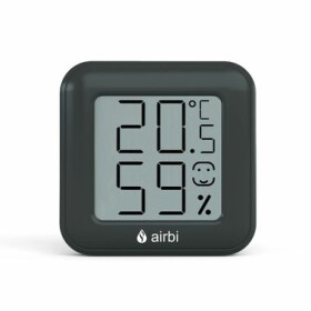 Airbi SMILE čierna / Izbový teplomer a vlhkomer / rozsah -20 °C až +60 °C / napájanie: CR2032 (8594162600885)