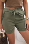 Dámske šortky s mašľou a volánikmi khaki UNI