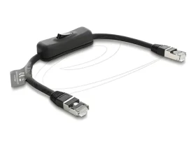 DeLock patch kábel RJ45 Cat.6 F/UTP so spínačom čierna / Kábel / 0,3 m (81561)