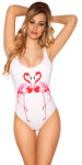 Trendy Swimsuit with Flamingo Print white 34