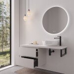 CERANO - Kúpeľňová skrinka Carole - biela matná + doska pod umývadlo Navira Pro - 36 mm + konzola čierna - 120x46x51,6 CER-606174