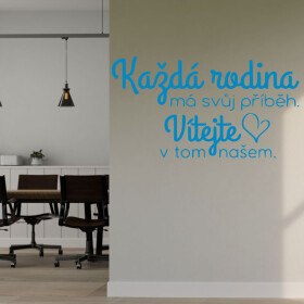 Veselá Stena Samolepka Každá rodina má svoj príbeh Farba: modrá, Veľkosť: 60 x 34 cm