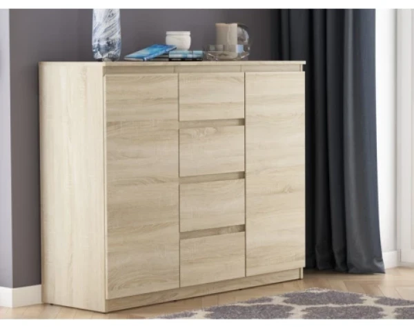 Široká komoda so 4 zásuvkami Carlos, dub sonoma, 120 cm%