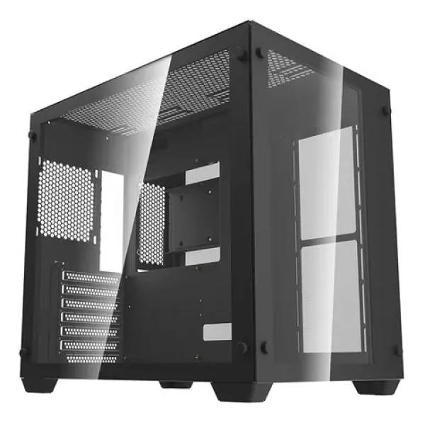 DarkFlash C285 čierna / Skriňa PC / ATX / bez ventilátorov / 3x USB-A / priehľadná bočnica / bez zdroja (C285 black)
