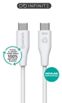 ESTUFF INFINITE (GRS) biela / Kábel / USB-C - USB-C / 2 m / 60 W PD (ES604270)