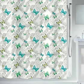 Spirella PAPILLONS sprchový záves motív motýle 180 x 200 cm biely/polyester