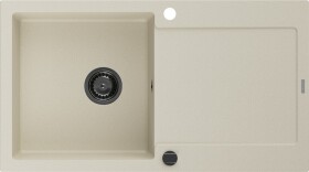 MEXEN/S MEXEN/S - Leo granitový drez 1 s odkvapkávačom 900x500 mm, béžová,+ čierny sifón 6501901010-69-B