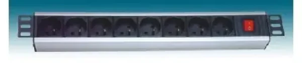 PremiumCord Panel napájací 1U do 19 racku / 8x230V / prepäťová ochrana / 2m kábel / vypínač (8592220006563)