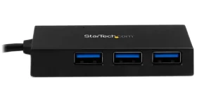StarTech USB Hub 4 porty čierna / USB rozbočovač / USB-C na 4X USB-A / USB 3.2 Gen 1 / Napájací adaptér (HB30C4AFS)