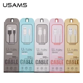 USAMS U-Turn SJ098 biela / Nabíjací a dátový kábel / microUSB / 1 m / 2A (MICUSBXD02)