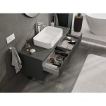 MEXEN/S - Rivel kúpeľňová skrinka pod umývadlo 120 cm s doskou, 2 zásuvky, reliéf, grafit mat 91A20-12047-2-BFFC66