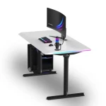 Ultradesk Quest čierna-biela / Herný stôl / 140 x 70 cm / nastaviteľná výška 72-120 cm / RGB LED osvetlenie (UD-QST-FRBB/DTWT)