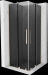MEXEN/S - Velar Duo sprchovací kút, posuvné dvere 90 x 90, grafit, nikel kartáčovaný 871-090-090-42-97