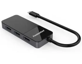 PremiumCord adaptér USB-C na 3x DisplayPort 1.4 MST / Adaptér / 8K / rozšírenie, zrkadlenie, duplikácia (8592220019563)