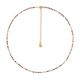 Preciosa Pozlátený náhrdelník s českým krištáľom Choker Glowline Royal Lagoon 2570Y70