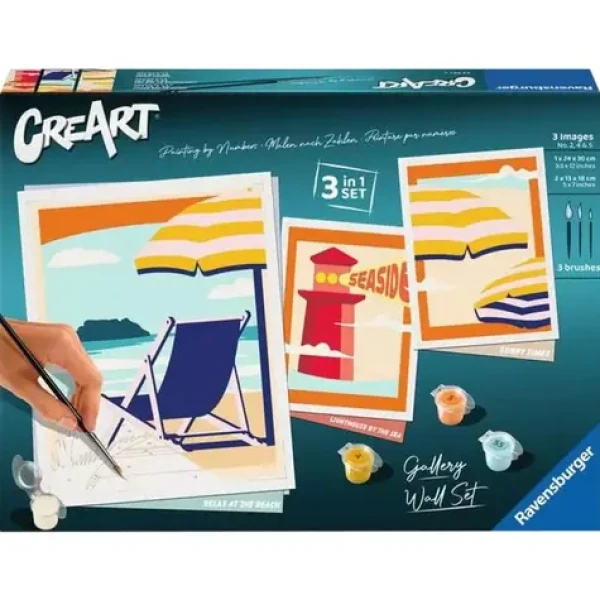 Ravensburger CreArt Gallery Wall Set - Na pláži - maľovanie podľa čísel