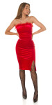 Sexy Koucla Bandeau Midi Dress with feather details red Einheitsgroesse