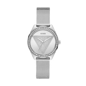 GUESS hodinky Silver-Tone Logo Analog Watch Strieborná