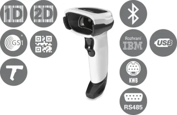 ZEBRA čítačka DS8178 SR biela / snímač 2D čiarových kódov / BT / FIPS / bez kábla (DS8178-SR0F006ZMWW)
