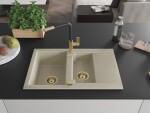MEXEN/S MEXEN/S - Gaspar granitový drez 1.5 s odkvapkávačom vrátane batérie Flora, béžová 6507-69-670401-57-G