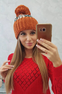 Dámska čiapka Ellen s bambulou K325 hnedá - Oliwier UNI