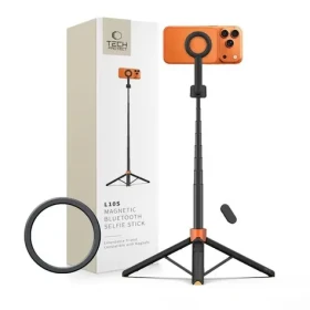 Tech-Protect L10S oranžová / Selfie tyč / MagSafe / Bluetooth spúšť / statív / 152 cm (5906302352807)