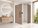 CERANO - Sprchová zástena Walk-in Onyx TL/P - 8 mm - hranatá vzpera - čierna matná, bronzové sklo - 100x50x200 CER-686749