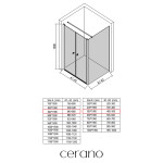 CERANO - Sprchovací kút Antelo L - Ľ/P - 6 mm - čierna matná, transparentné sklo - 84x50 - otočný CER-666490