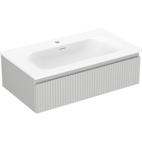 MEXEN/S - Rivel kúpeľňová skrinka 80 cm s umývadlom Vela, 1 šuplík, reliéf, šedá mat/biela mat 91A20-08023-1-BF62-W23M01