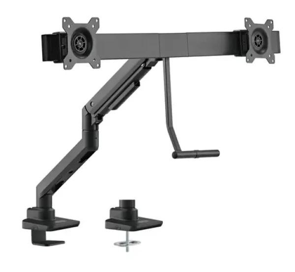 Goobay Office čierna / Stolný držiak pre dva monitory / 17-32" / VESA 75x75 a 100x100 mm / nosnosť 2×9 kg (74074)
